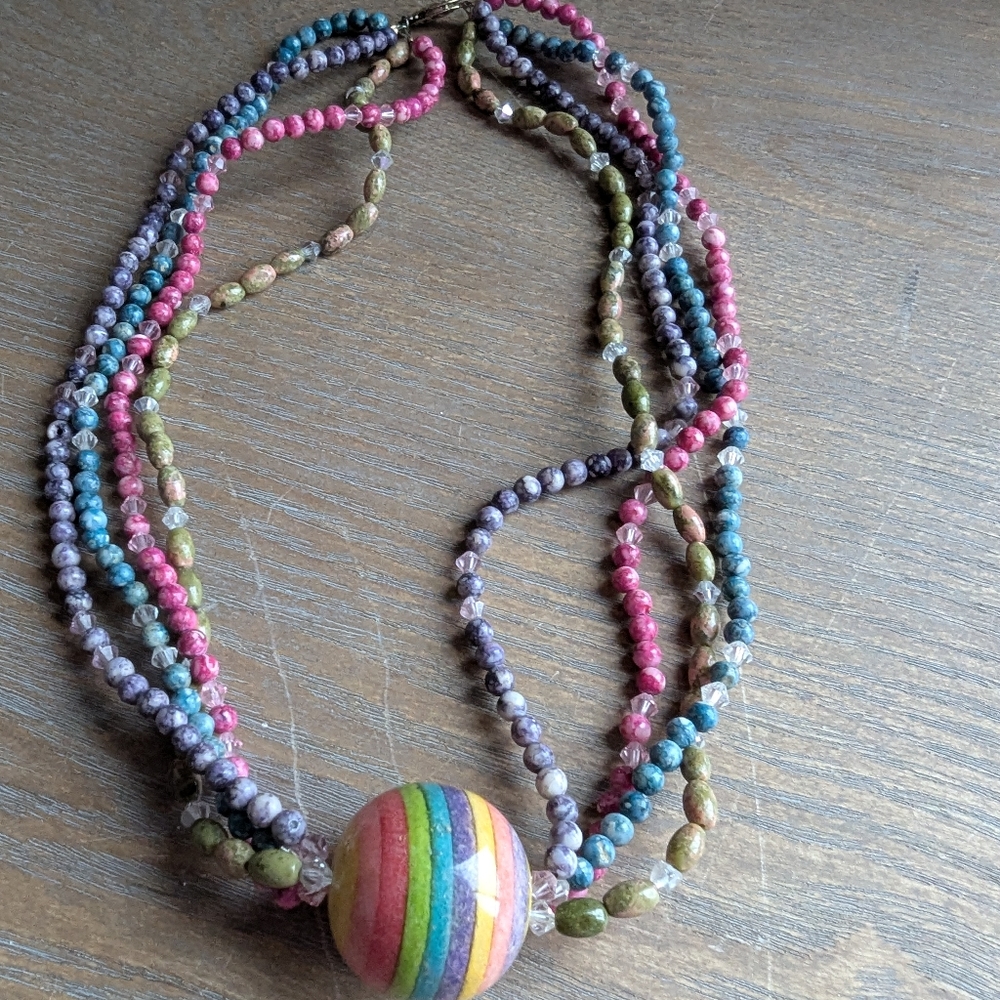 Colorful Multi Strand Beaded Necklace